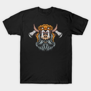 head Viking lion mascot illustration T-Shirt